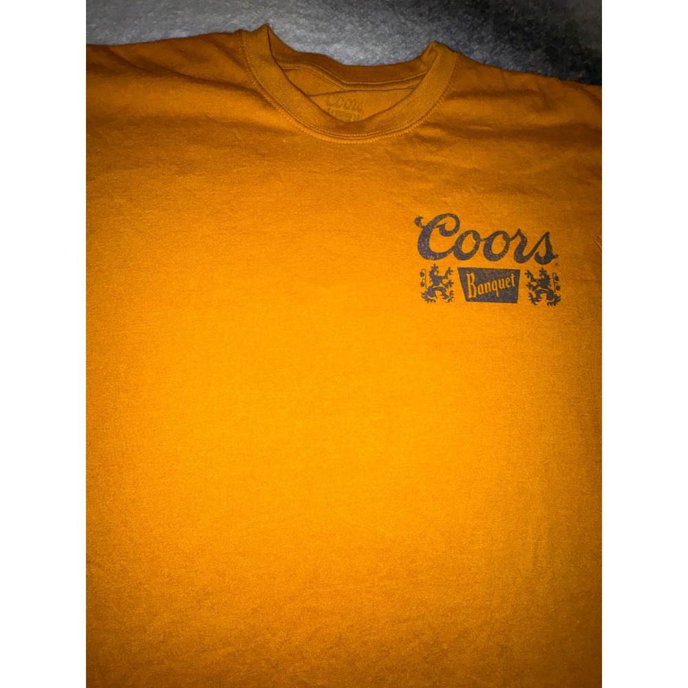 (CL) Coors‎ Banquet Beer Cowboy Graphic Tee Mustard Gold XL Western Horse Shirt - Picture 8 of 11